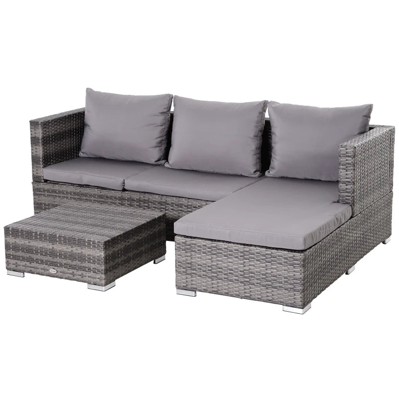 Outsunny 3 Pcs Garden Sofa PE Rattan Set - LuxmeLounge - [vendor_name]