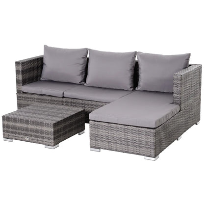 Outsunny 3 Pcs Garden Sofa PE Rattan Set - LuxmeLounge - [vendor_name]