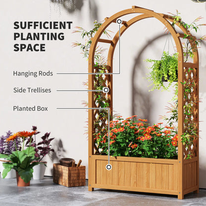 Outsunny Wooden Raised Garden Bed with Trellis