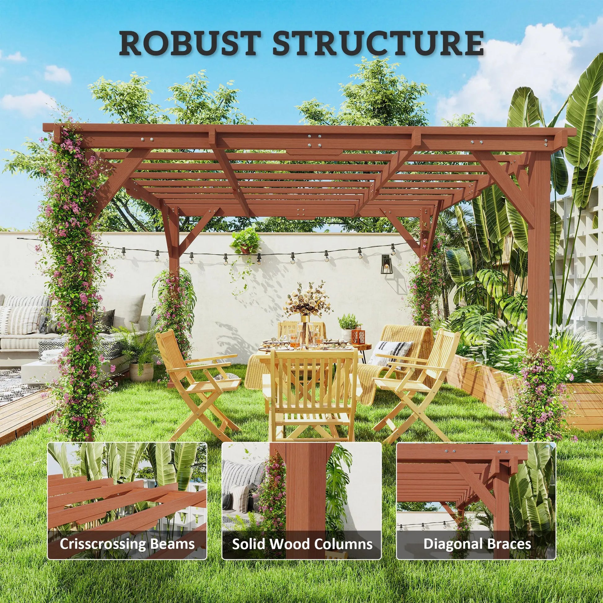 Outsunny 3.3 x 3.3 m Wooden Pergola Kit