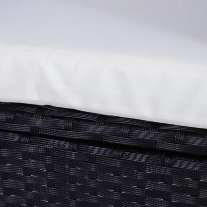 Close-up of a black woven basket with a white background