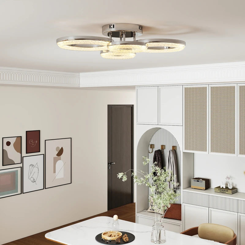 HOMCOM LED Ceiling Light, Modern 4 Rings Ceiling Lamp with Wall Switch Control