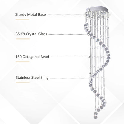 Chandelier with labeled components on a white background