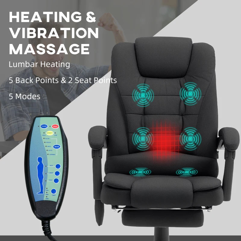Massage chair with heating and vibration features and a control panel on a gray background