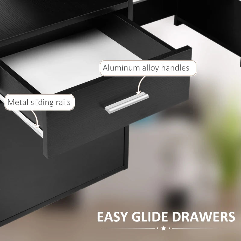 HOMCOM Computer Desk with Drawers and Storage Shelves - LuxmeLounge - [vendor_name]