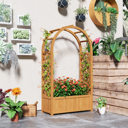 Outsunny Wooden Raised Garden Bed with Trellis