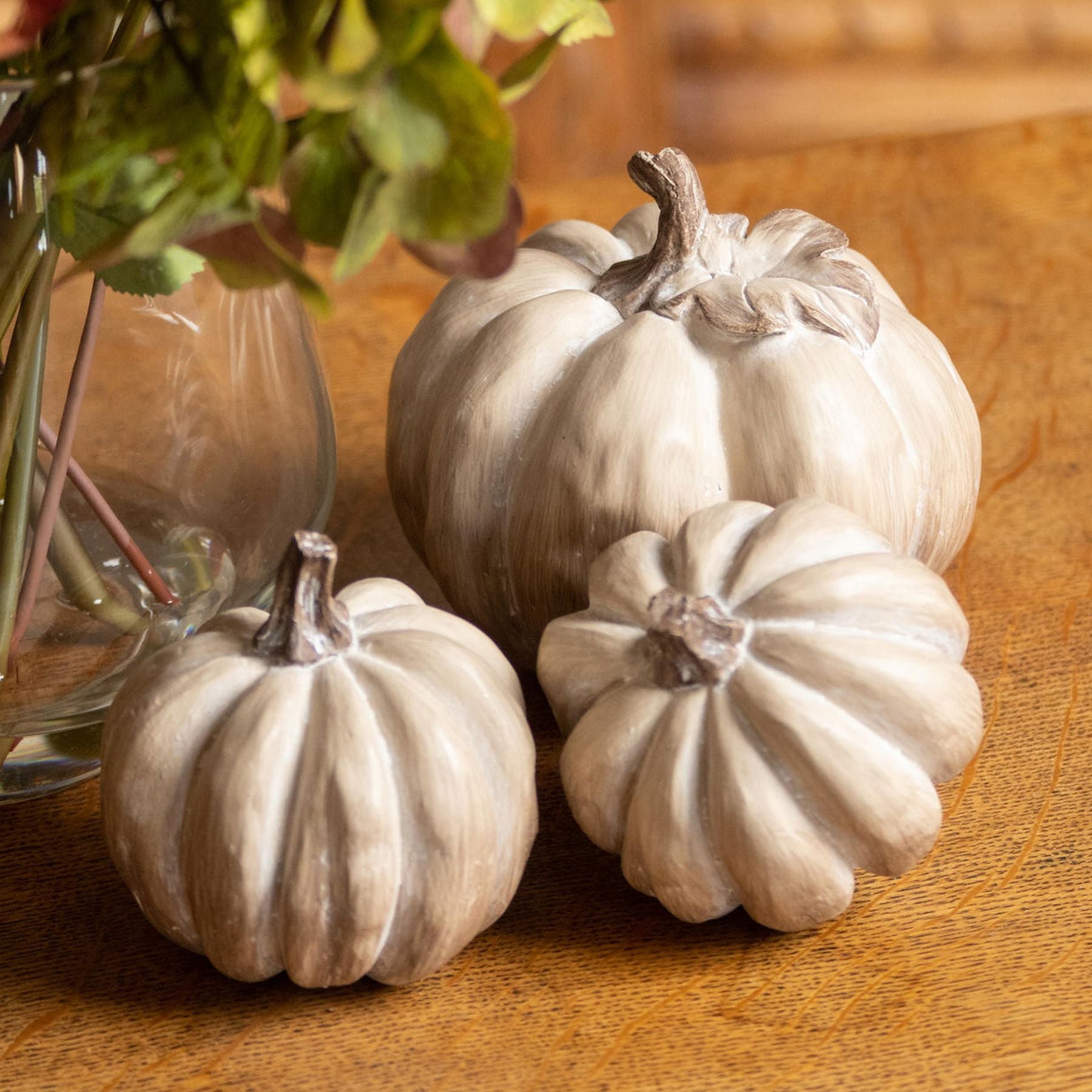 Set Of Three Carved Wood Effect Pumpkins - LuxmeLounge - [vendor_name]