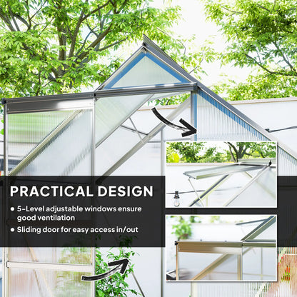 Outsunny 192.5 x 131cm Walk-In Polycarbonate Greenhouse