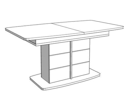 Line drawing of a rectangular table with a raised platform