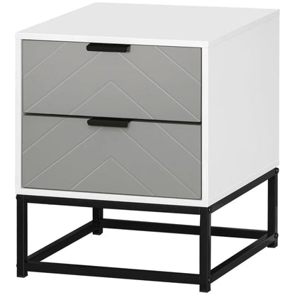 HOMCOM Bedside Table Nightstand Two-Drawer
