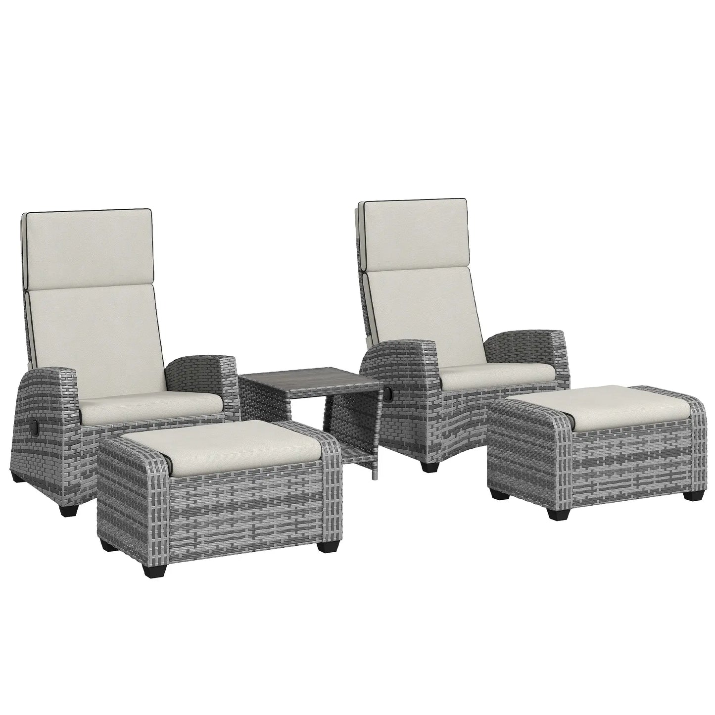 Outsunny 5-Piece Rattan Garden Furniture Set - LuxmeLounge - [vendor_name]