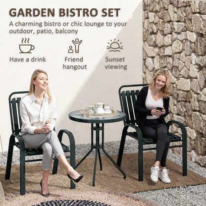 Outsunny 3 Pieces Patio Bistro Set with Stackable Chairs