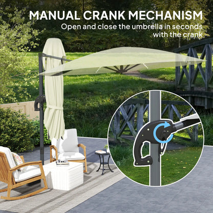 Outsunny 3(m) Cantilever Garden Parasol with Solar Powered Lights
