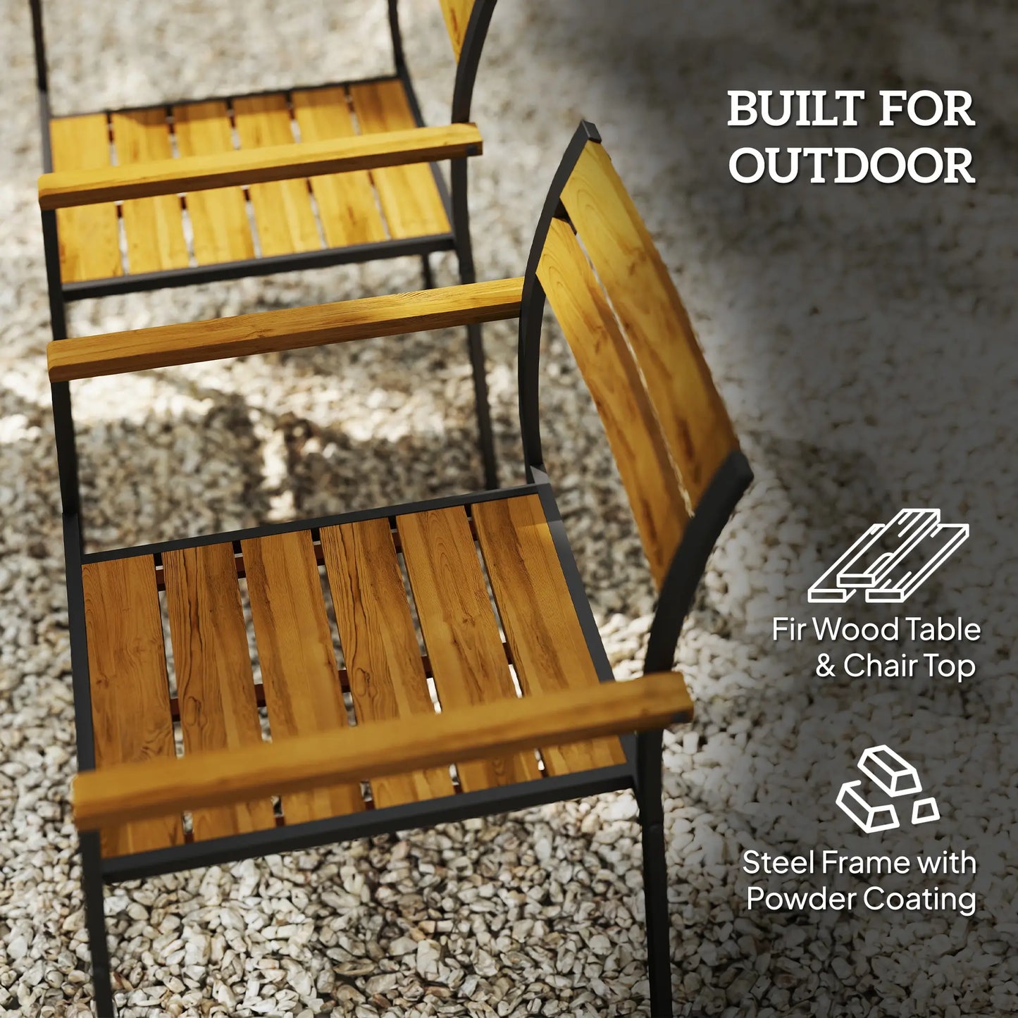 Outsunny Seven-Piece Wood Panel Patio Dining Set - Brown/Black