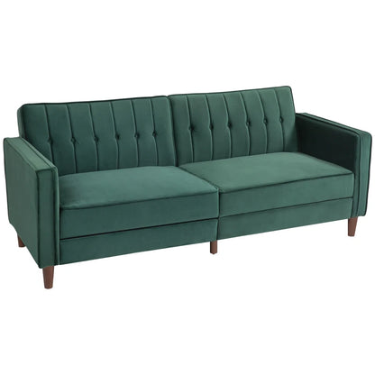 HOMCOM Velvet-Feel Three-Seater Sofa Bed - Dark Grey - LuxmeLounge - [vendor_name]