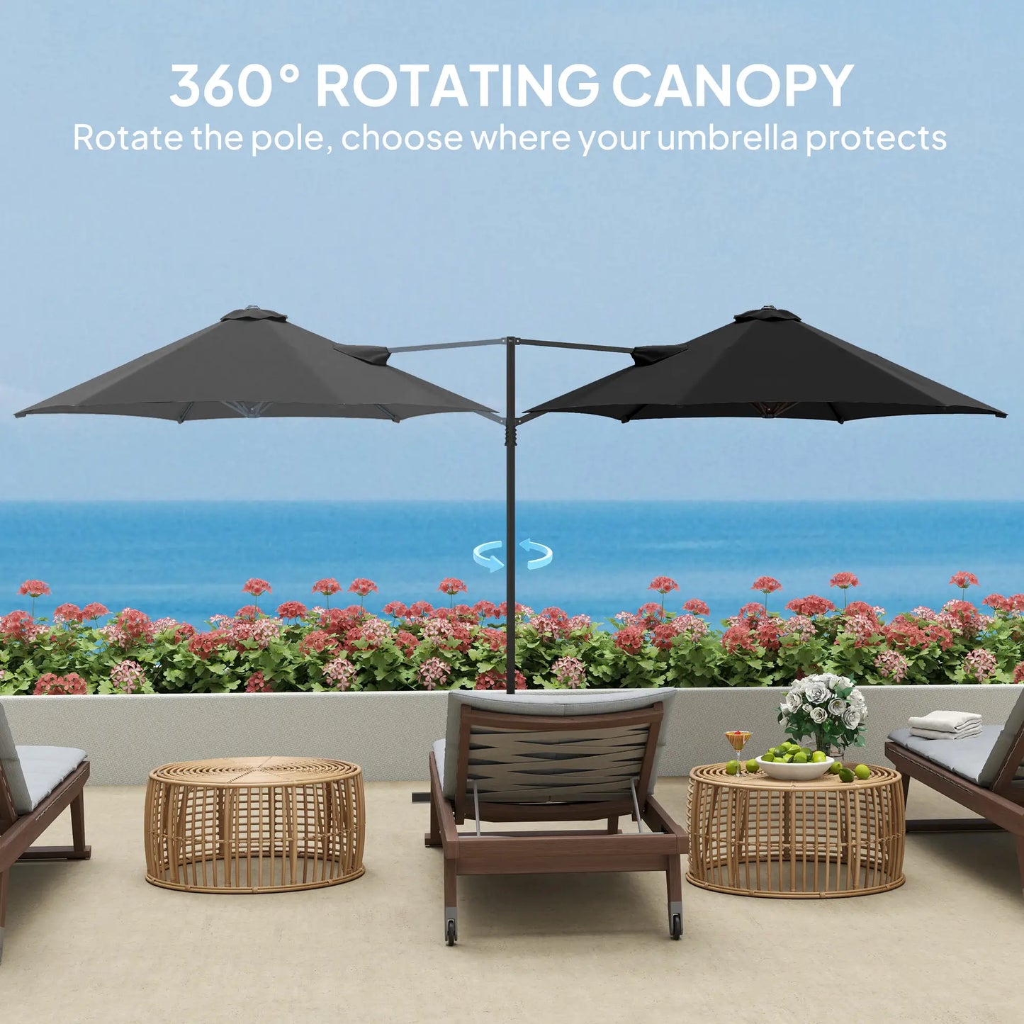 Outsunny 2.5m Rotating Cantilever Parasol - LuxmeLounge - [vendor_name]