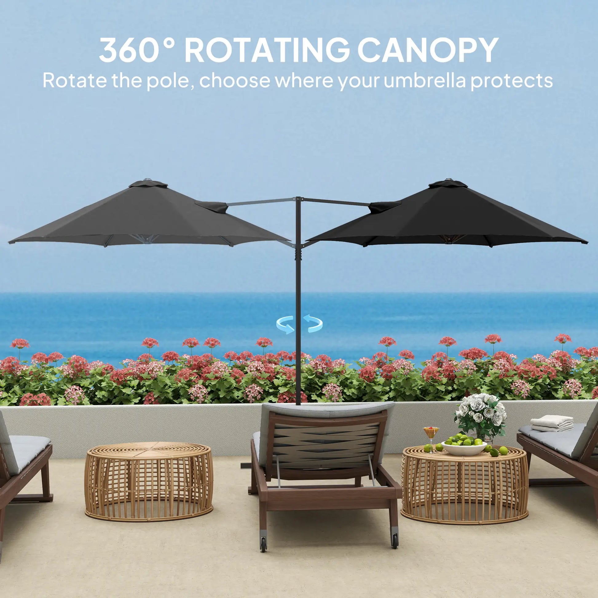 Outsunny 2.5m Rotating Cantilever Parasol - LuxmeLounge - [vendor_name]
