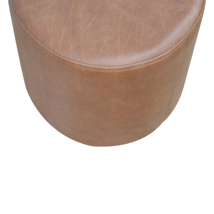 Brown leather ottoman on a white background