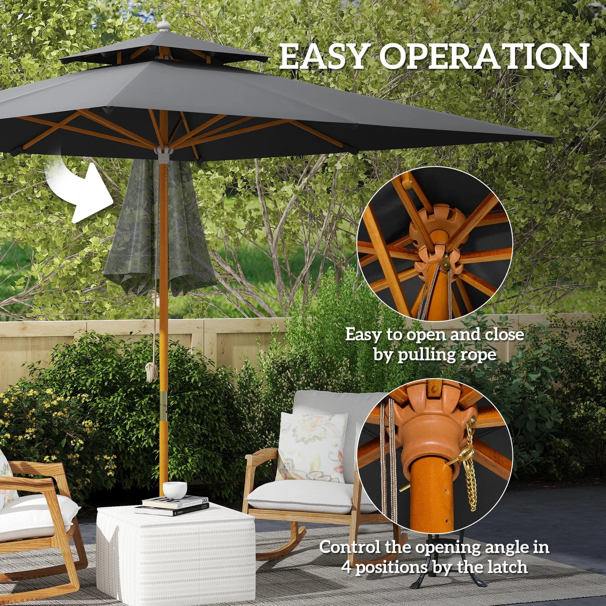 Outsunny 3 m Square Canopy Parasol
