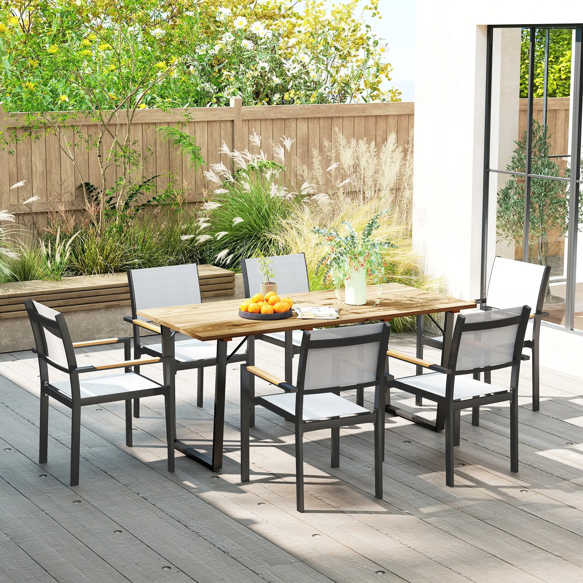 Outsunny 6 Seater Wooden Garden Dining Table