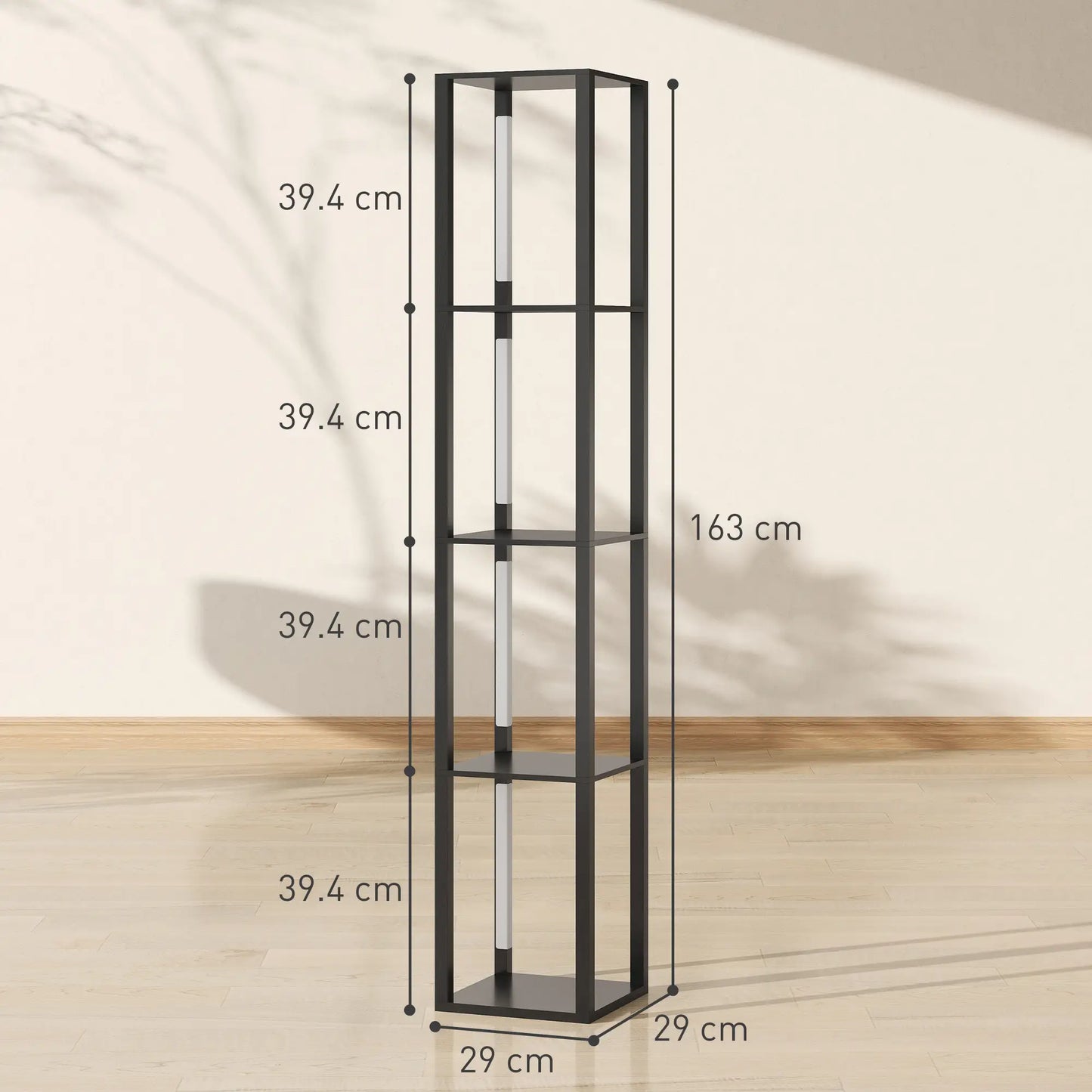 HOMCOM LED Floor Lamp with Shelves