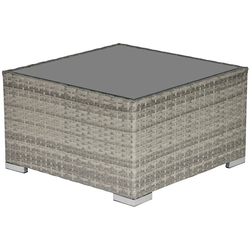 Outsunny Square PE Wicker Rattan Table with Glass Top - LuxmeLounge - [vendor_name]