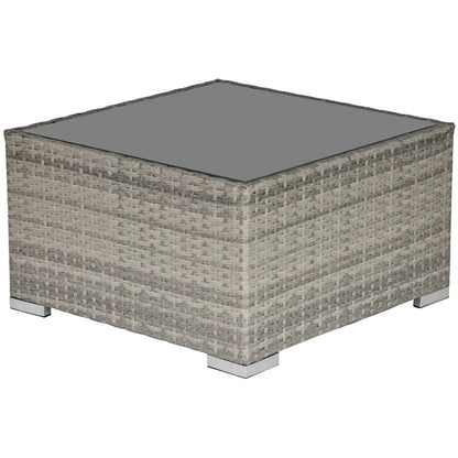 Outsunny Square PE Wicker Rattan Table with Glass Top - LuxmeLounge - [vendor_name]