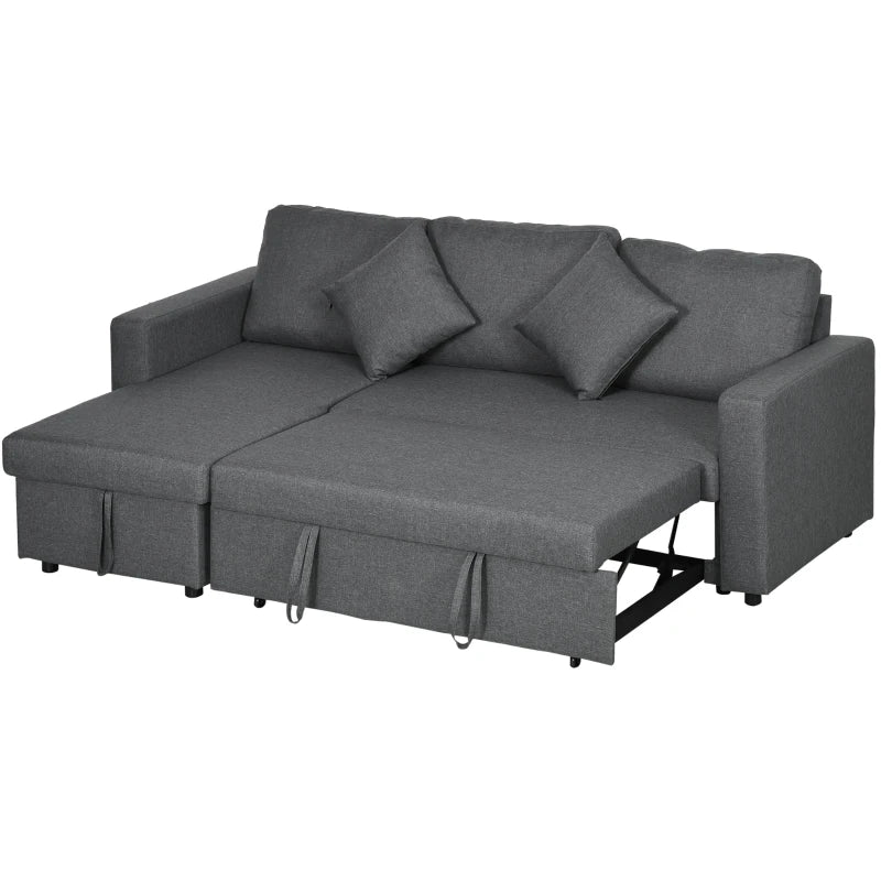 Gray sectional sofa with storage on a white background
