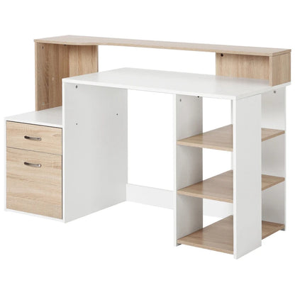 HOMCOM Computer Desk with Drawers and Storage Shelves - LuxmeLounge - [vendor_name]
