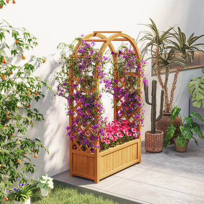 Outsunny Wooden Raised Garden Bed with Trellis