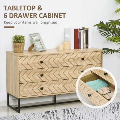 HOMCOM Bedroom Chest of Drawers, 6 Drawer Dresser