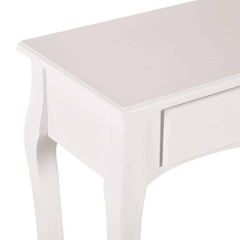 White wooden table with a smooth surface on a white background