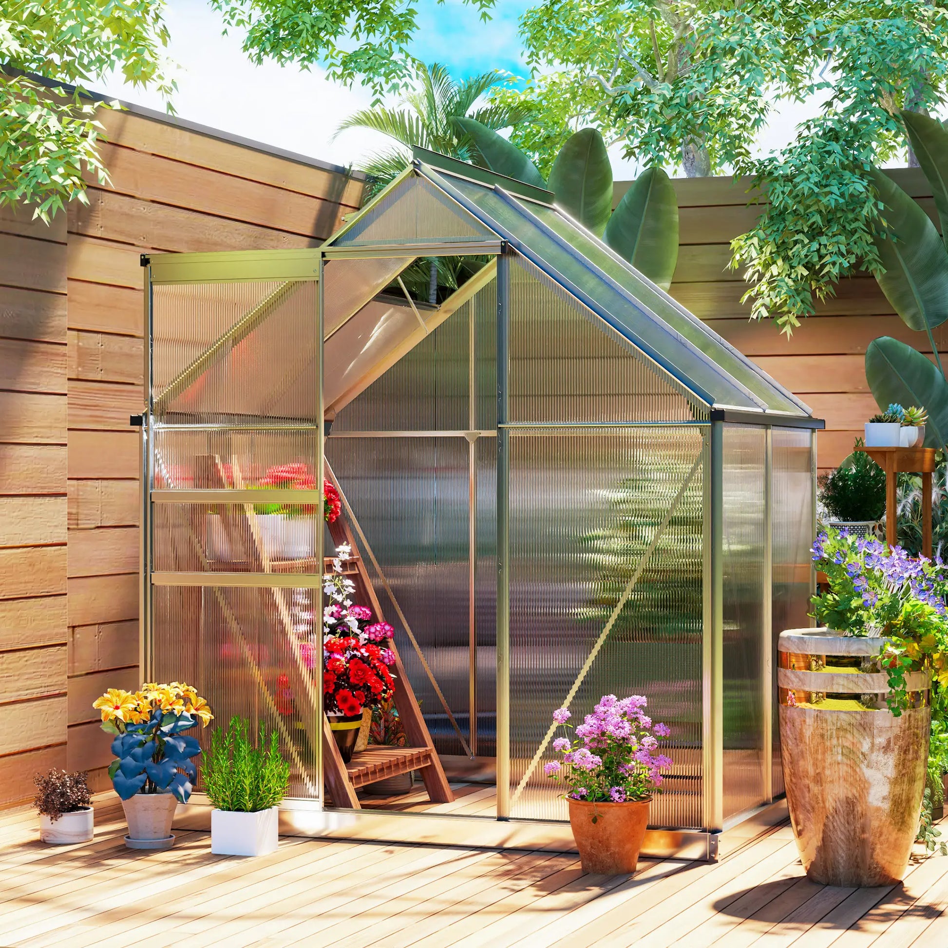 Outsunny 192.5 x 131cm Walk-In Polycarbonate Greenhouse