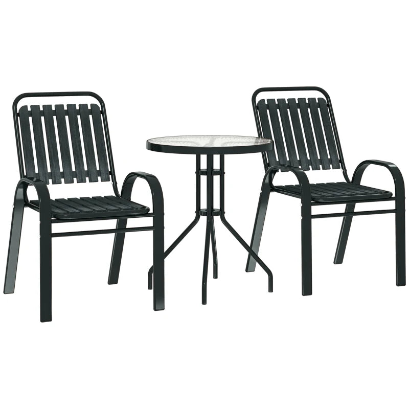 Outsunny 3 Pieces Patio Bistro Set with Stackable Chairs
