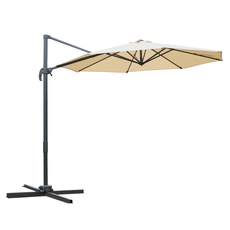 Outsunny 3(m) Offset Parasol Cantilever Hanging Umbrella 360° Rotation w/ Base - LuxmeLounge - [vendor_name]