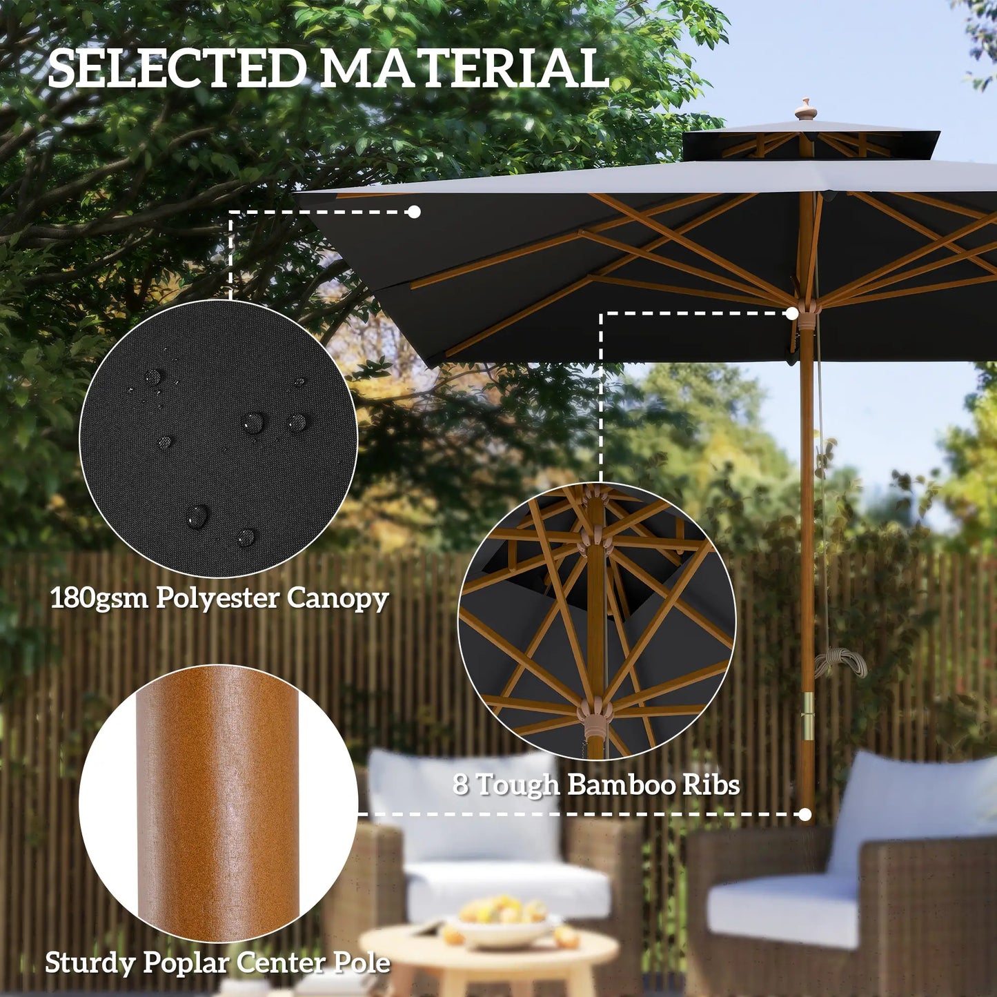 Outsunny 3 m Square Canopy Parasol