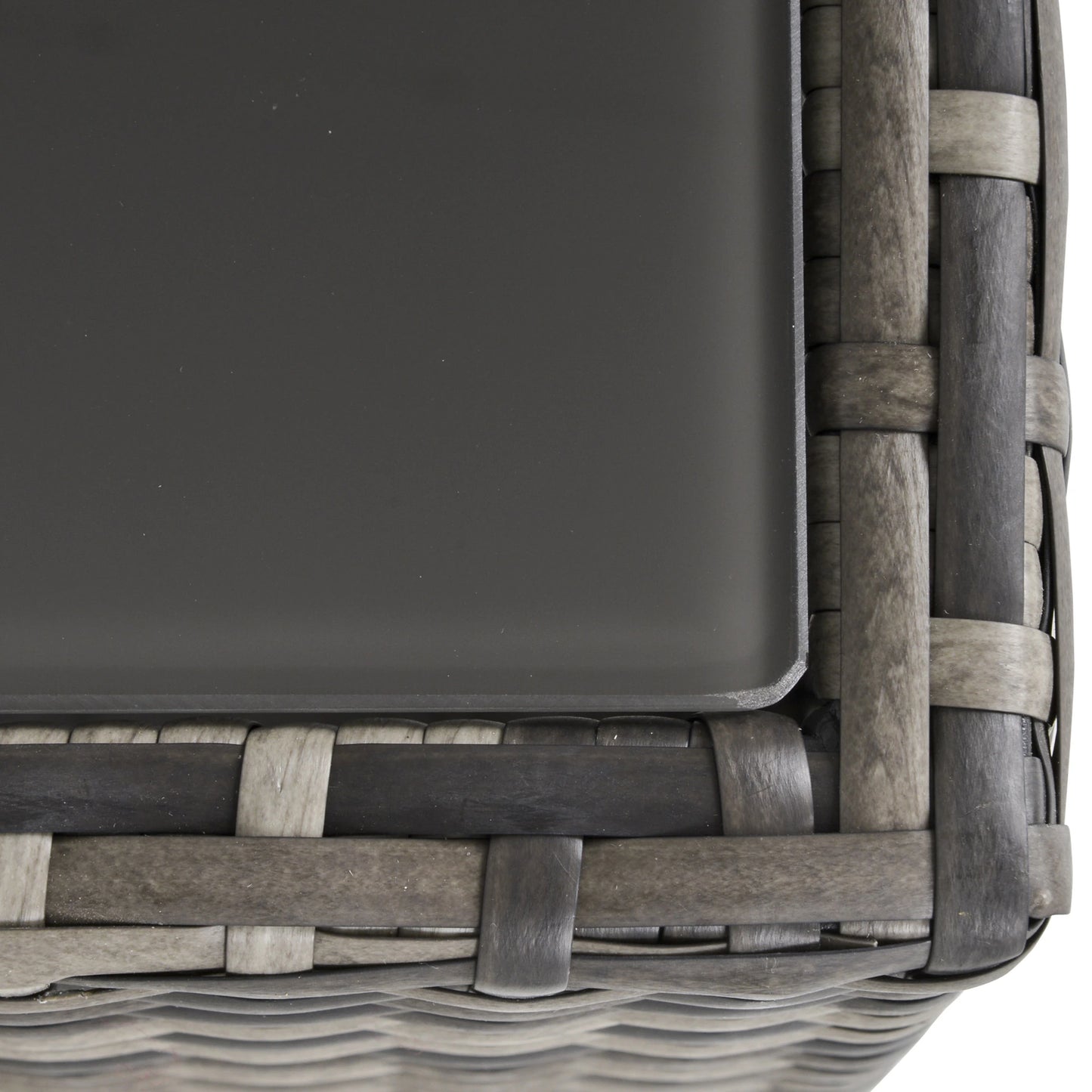 Rectangular tray with woven edge on a white background