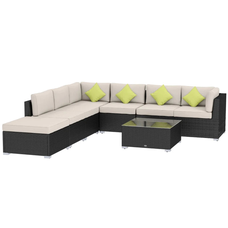 Outsunny 8 Pieces PE Rattan Corner Sofa Set with Thick Cushions - LuxmeLounge - [vendor_name]