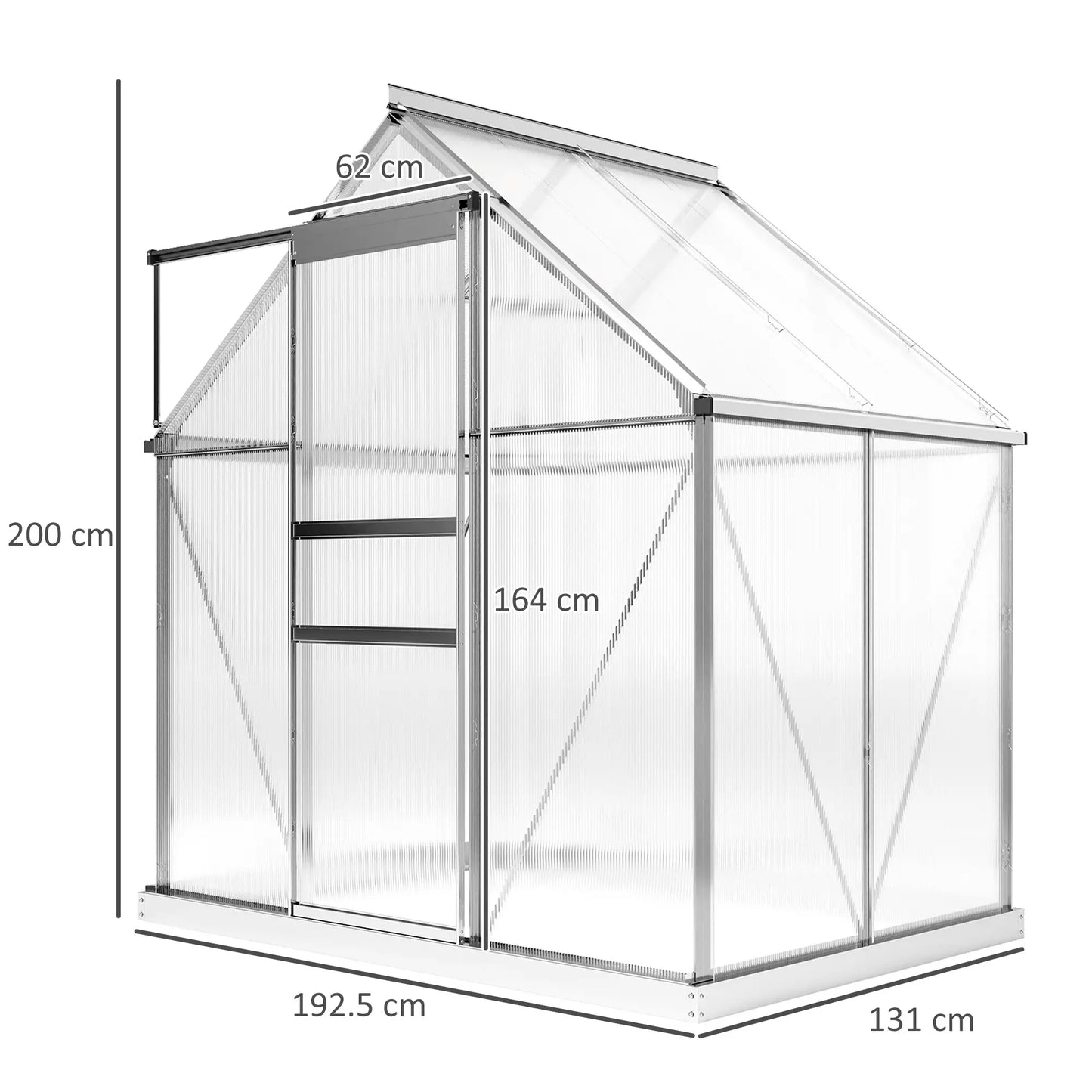 Outsunny 192.5 x 131cm Walk-In Polycarbonate Greenhouse