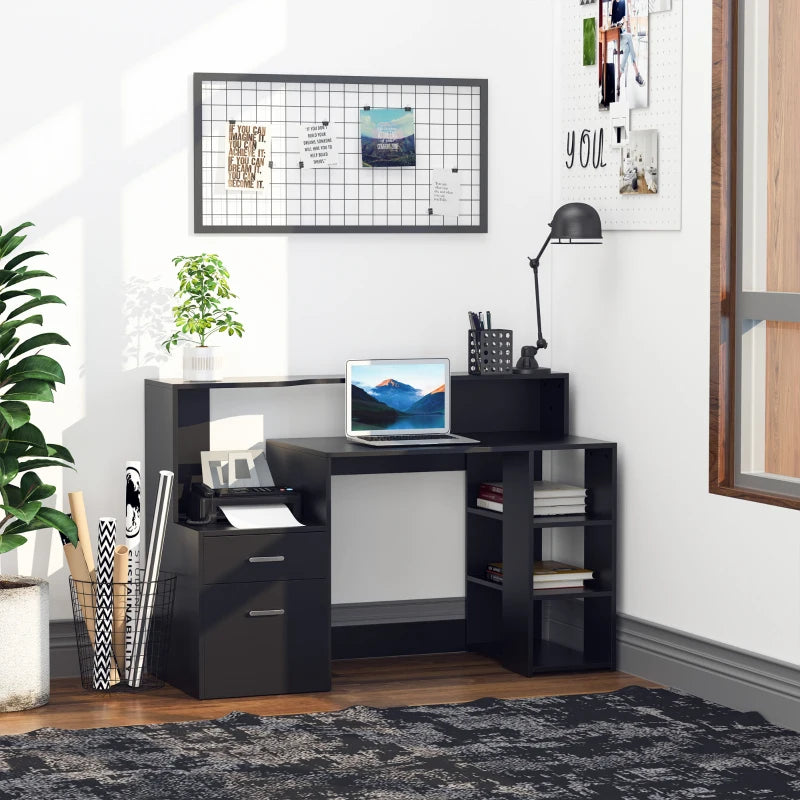 HOMCOM Computer Desk with Drawers and Storage Shelves - LuxmeLounge - [vendor_name]