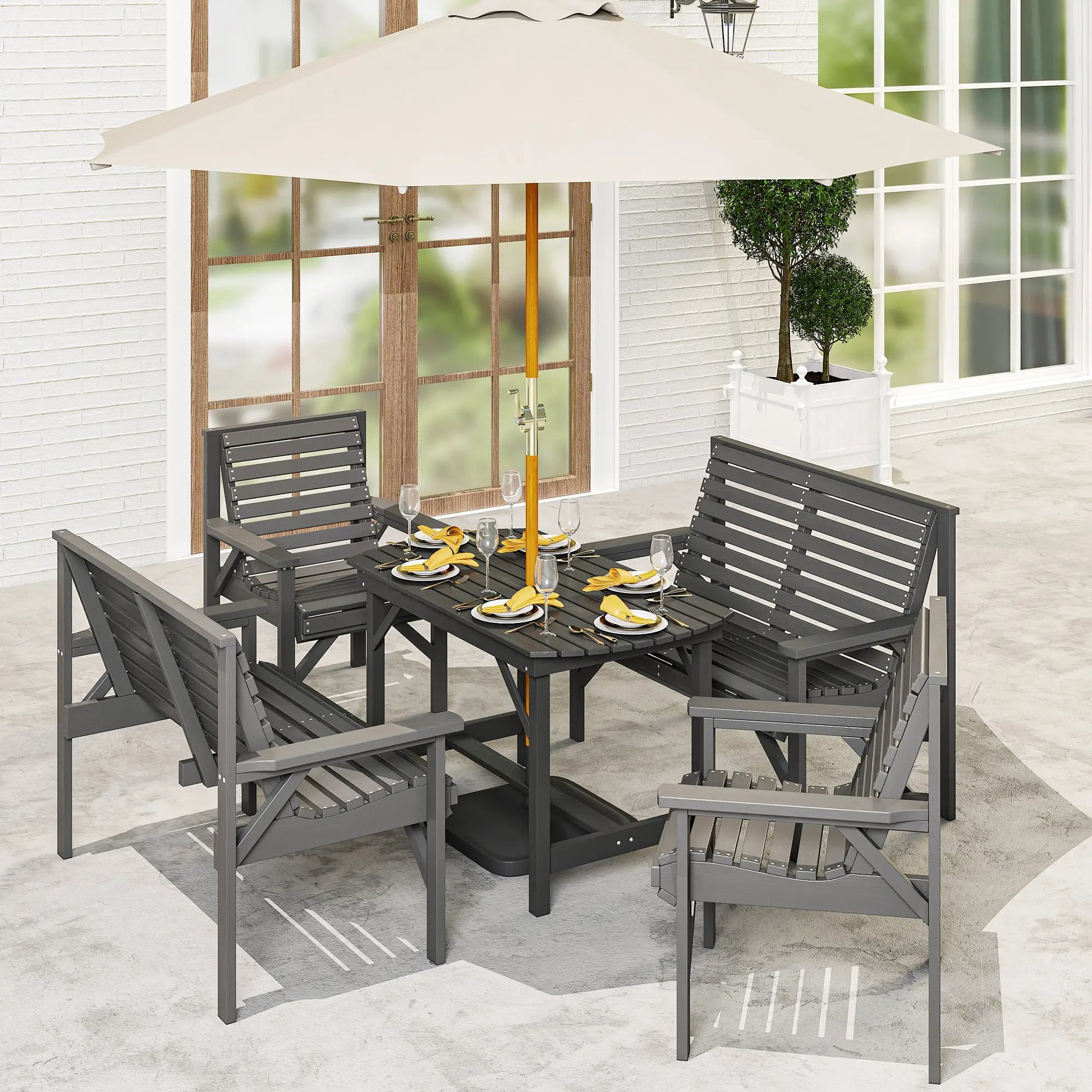 Outsunny 5 Piece Wooden Garden Dining Set for 6