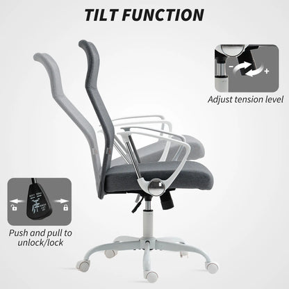 Office chair with tilt function features on a white background