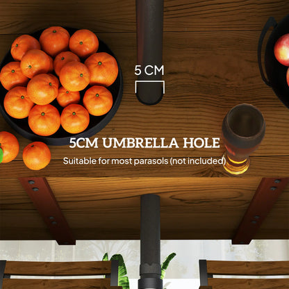 Outsunny Seven-Piece Wood Panel Patio Dining Set - Brown/Black