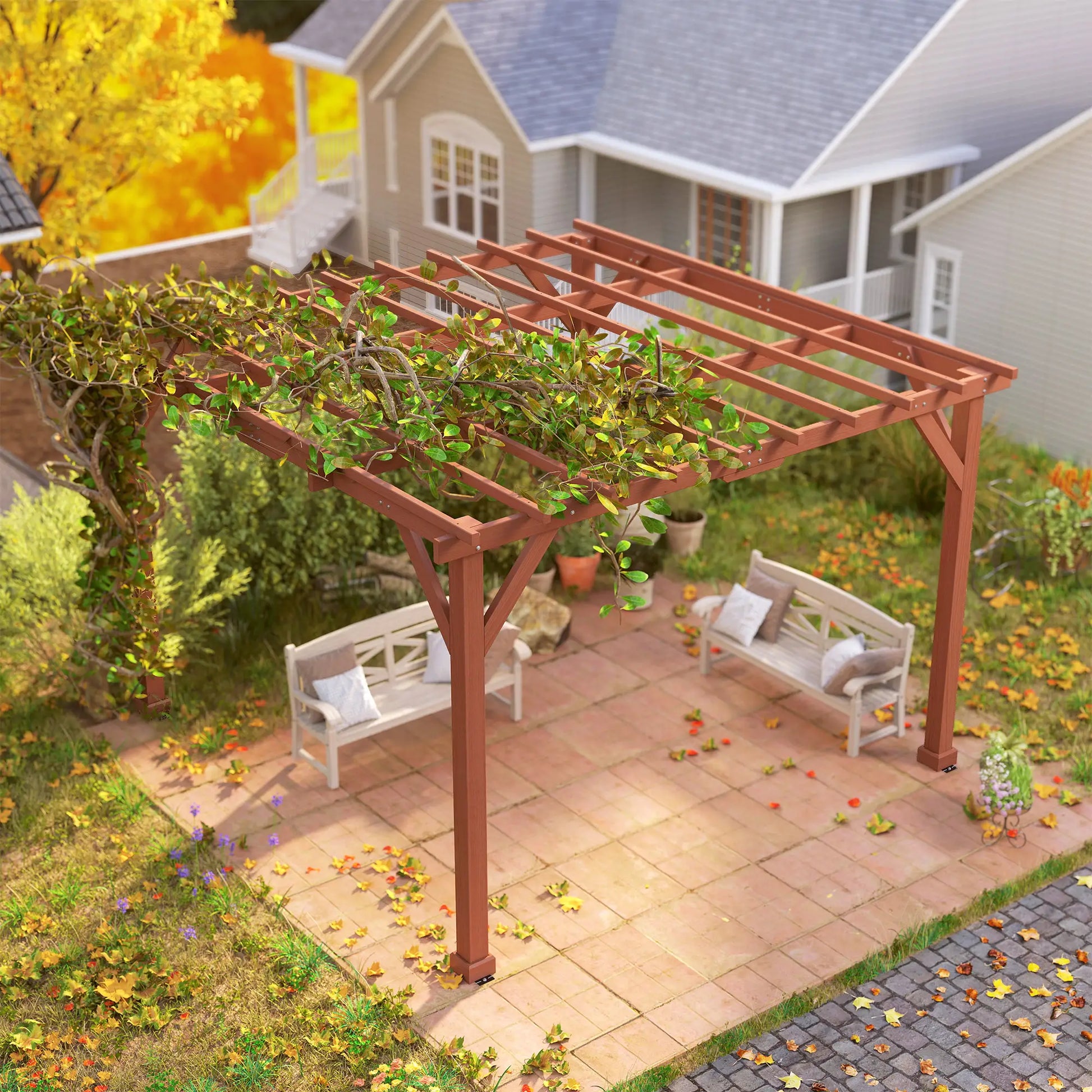 Outsunny 3.3 x 3.3 m Wooden Pergola Kit