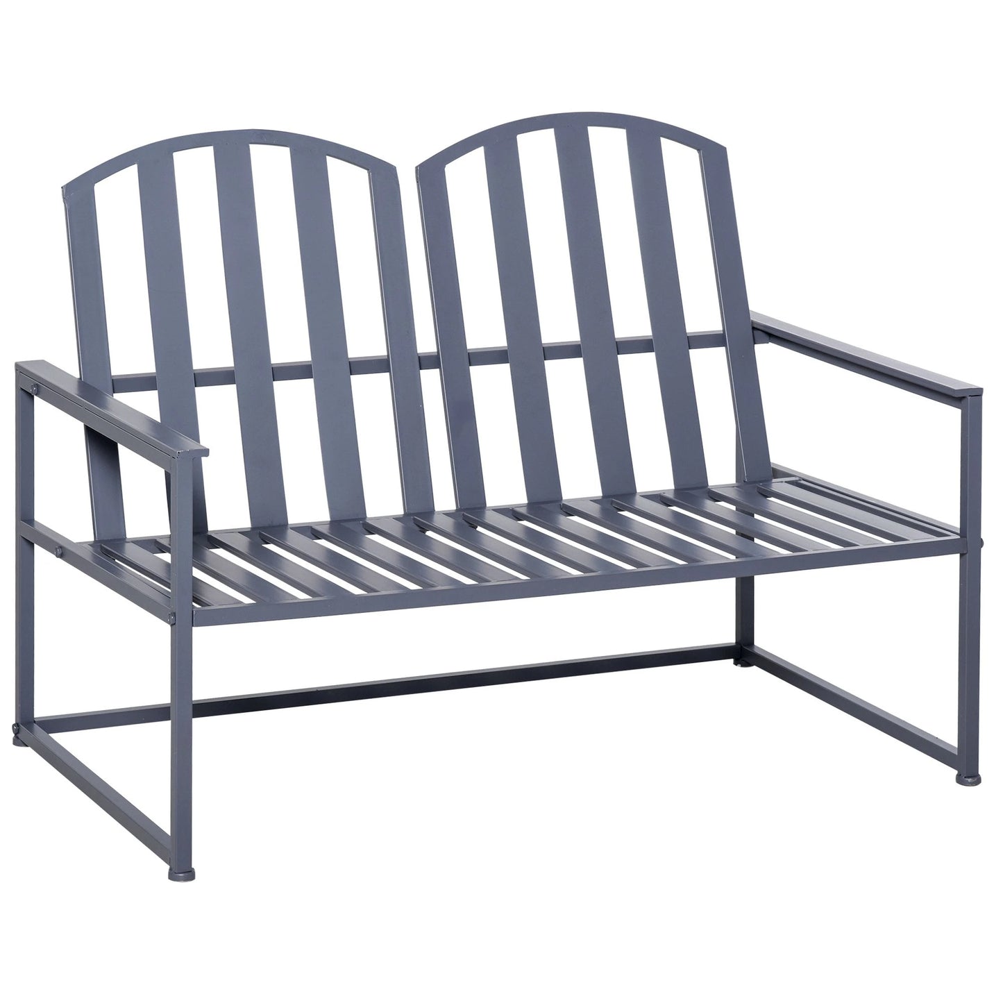 Gray metal bench on a white background