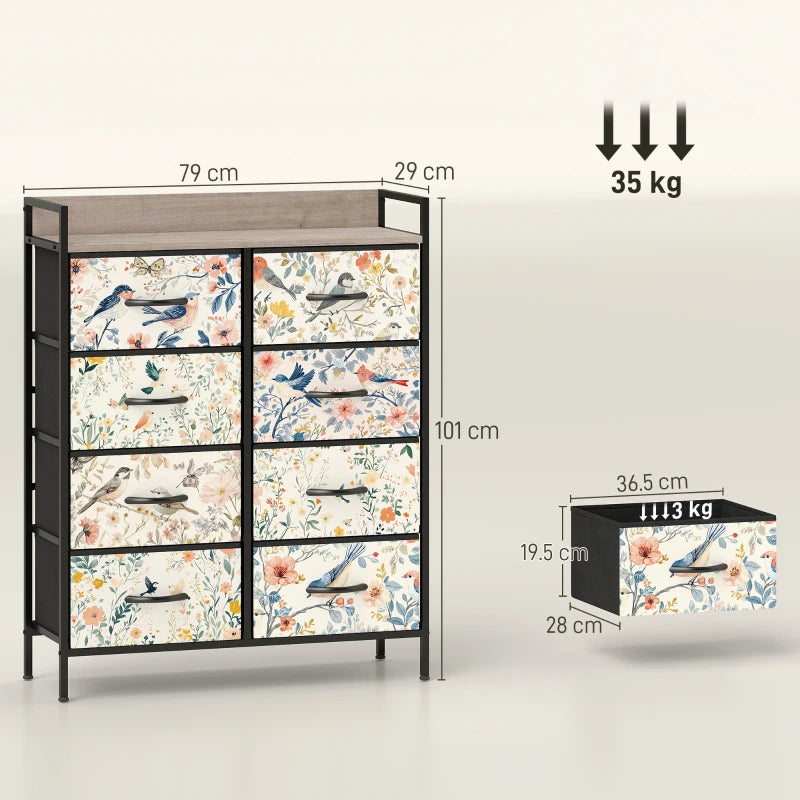 HOMCOM 8-Drawer Chest of Drawers