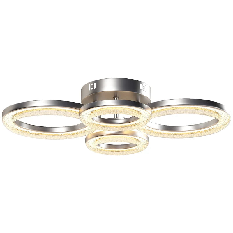 HOMCOM LED Ceiling Light, Modern 4 Rings Ceiling Lamp with Wall Switch Control