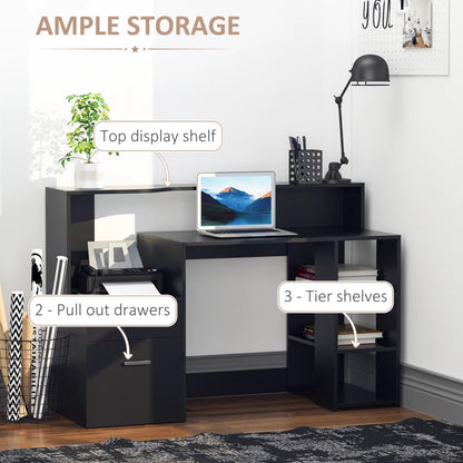 HOMCOM Computer Desk with Drawers and Storage Shelves - LuxmeLounge - [vendor_name]