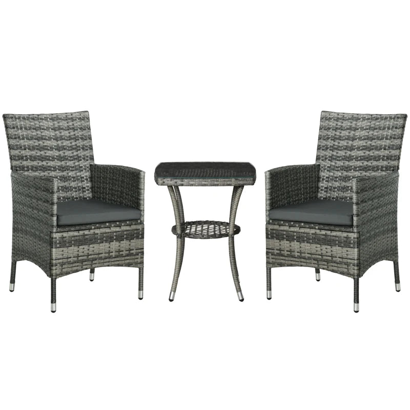 Outsunny 3 Pieces Rattan Bistro Set - LuxmeLounge - [vendor_name]