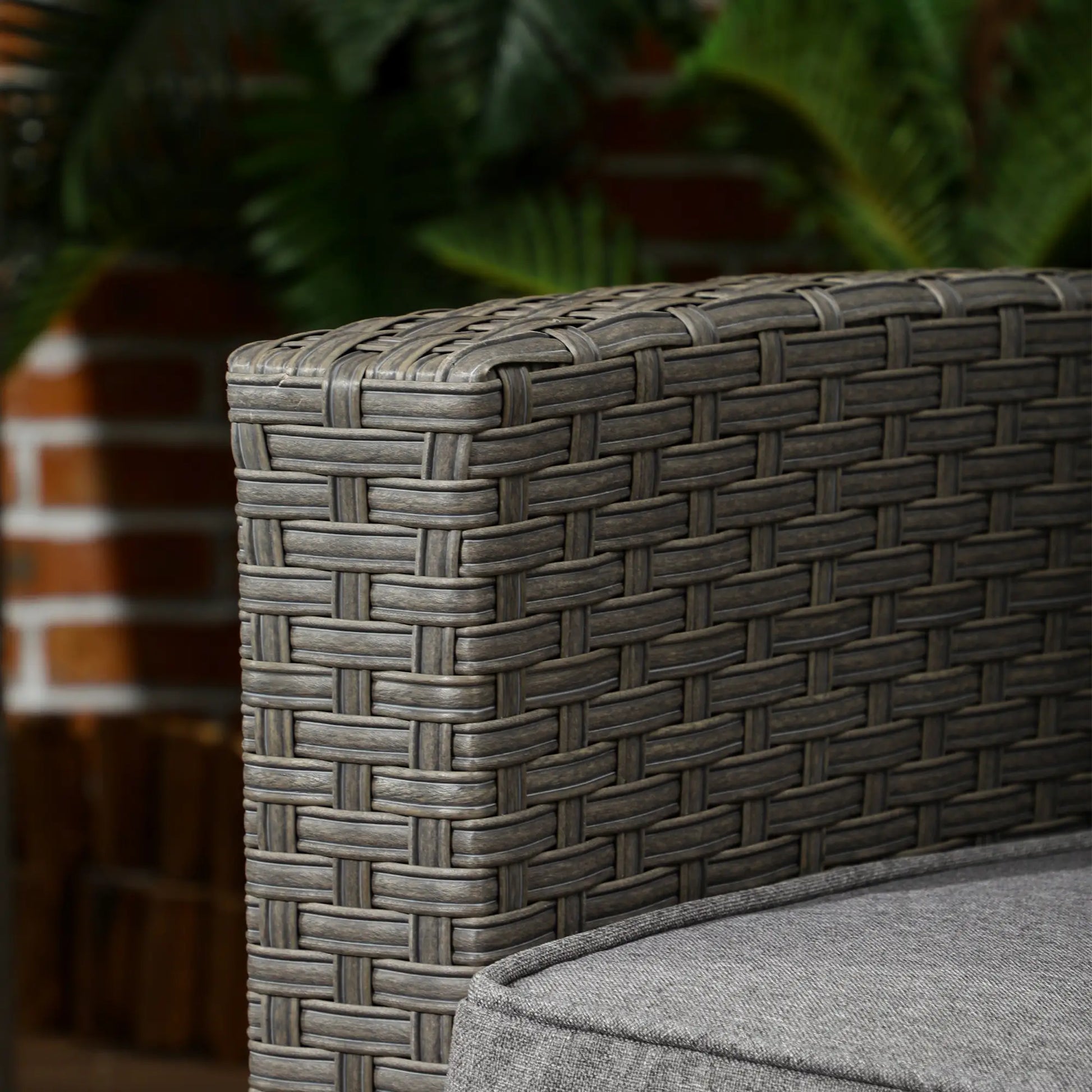 Outsunny 4 Piece Rattan Garden Furniture Set Outdoor Sofa Sectional Set with Glass Top Table for Poolside